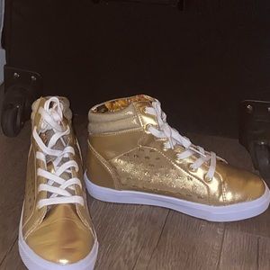 Gold girls High top Disney design shoes